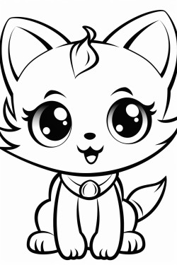 create anime kitty simple happy big eyes on a farm