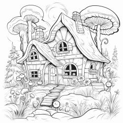 cute cosy cabins in the woods with sunshine and flowers