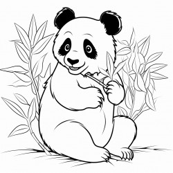 panda eating bamboo next to a tree
