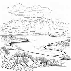 dibujo lago verde en lanzarote