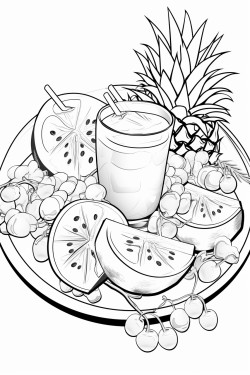 watermelon slices on a cute table with pineapples and tropical flowers