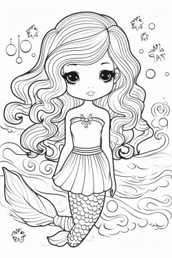 a cute ocean serenity  coloring bookvector white background black and white black drawing