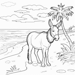 donkey on beach Malvorlage
