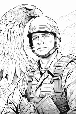 women veteran with eagle for veterans day