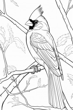 red cardinal in a tree in winter