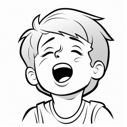 a little boy yawning