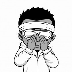 black child wiping their nose while wearing sunglasses