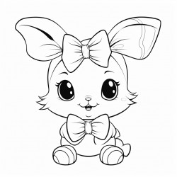 little bunny with a hat and bow