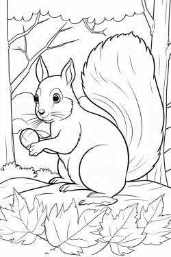 a squirrel in a forest during autumn