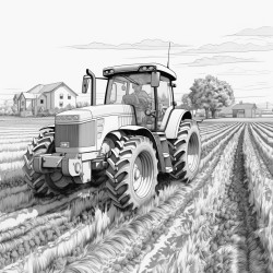 tractor planting in field