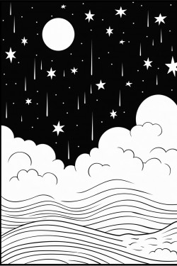 the night sky filled with stars over the open ocean