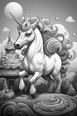 unicorn candyland a unicorn walking through a world made of sweets