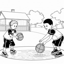 kids playing basketball in water pool