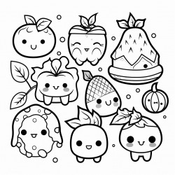 hand drawn kawaii coloring book illustration white clean background vector  carton vector 