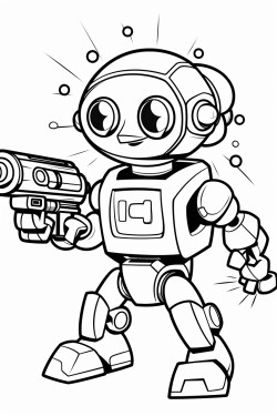 a animated robot shooting a lazer