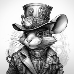 a steampunk mouse with a top hat