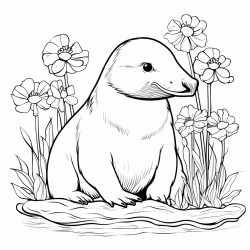 platypus with woodland flowers