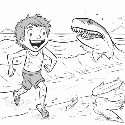 a boy yells shark at the beach and terrified people come running from the ocean