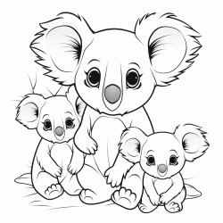family cubs of koala