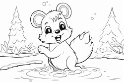 cute little forest creature that swims and dances in the river