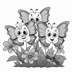 butterflies sitting on a flower with a smiling in the air