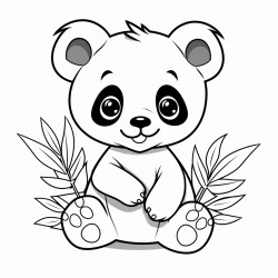 oso panda con tallo de planta