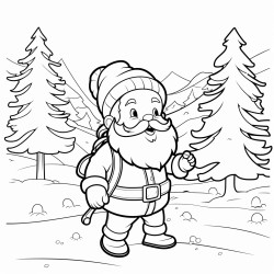 sur le long chemin tout blanc de neige blanche un vieux monsieur savance avec sa canne dans la main sapin nol