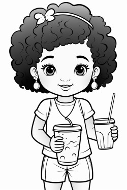 a cute black girl drinking boba