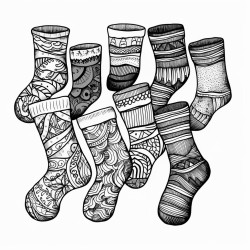 wool socks colorful wool socks lying on the floor  coloring book