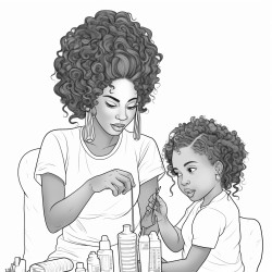 black mom doing little girls hair