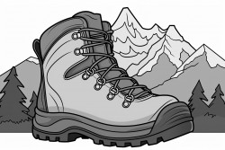 childrens coloring page of grand tetons hiking boot