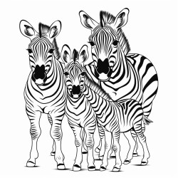 family cubs of zebra