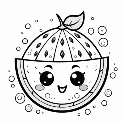 colouring book for adults a cute kawaii watermelon low detail thick lines no shading black and white marker line