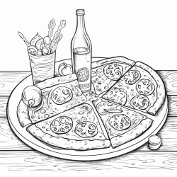 pizza and lemonade on the table
