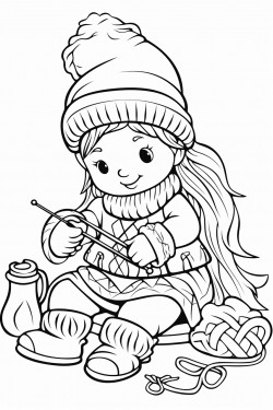 dwarf woman knitting with knitting needles