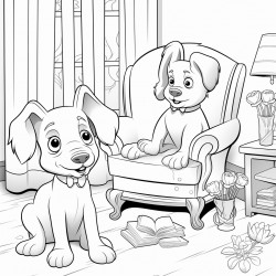 rabbit and dog in sitting room