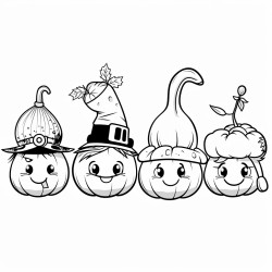 6adorable pumpkins in funny hats