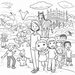 a zoo with children and adults