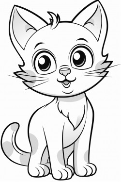 cute cat cartoon style coloring pages