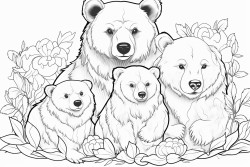 family of bears with a mom dad older brother and 2 younger sisters eating ice cream