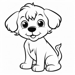 simple and cute dog drawing outline with thin bold lines