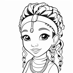 cartoon black girl with boho braids