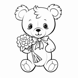 teddy bear holding a flower