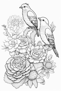 cactus succulent birds flowers