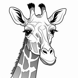 retro cartoon picture of a closeup face of a giraffe