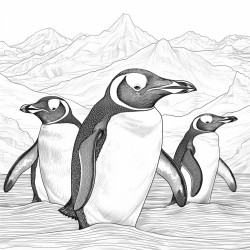 three penguins dancing on drift ice