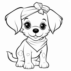 puppy with a bandana  a small puppy wearing a cute patterned bandana