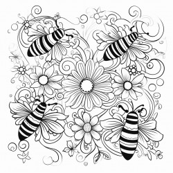 bees swirls flowers sparkles