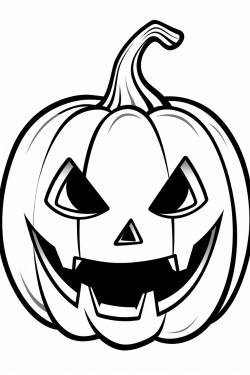 generate a large image of a pumpkin with a jackolantern face suitable for a kids colouring book