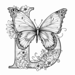the letter d with an landed butterfly on the letter